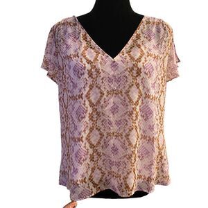 WHBM White House Black‎ Market Pale Purple Snakeskin Print Pullover Sz M